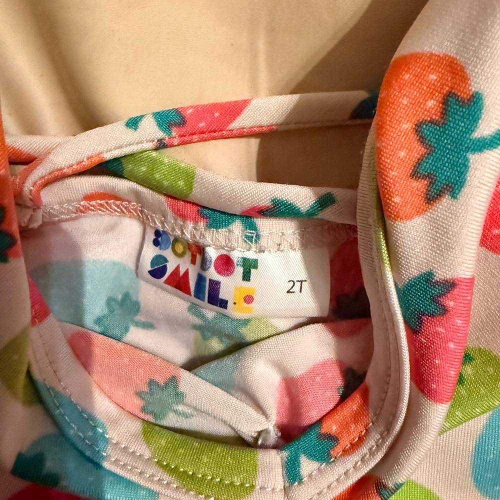 Dot Dot Smile Multicolor Strawberry Print Kids Dress - Picture 3 of 3